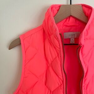 J. Crew quilted puffer vest - size medium - neon flamingo pink - like new